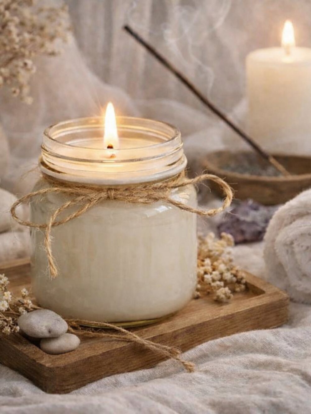 Hand Poured 100% American Soy Wax Scented Candle Clean Cotton Fragrance 8 OZ
